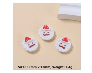 Detailed macro view of 19mm Santa Claus resin charms for DIY creative jewelry making