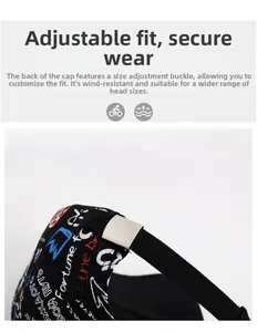 Détails de la boucle métallique réglable et de l'imprimé graffiti sur la casquette