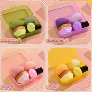 55 magic foundation brush and makeup sponge set in transparent organizer case