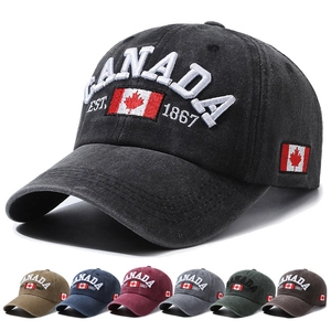 Canada Embroidery Washed Cotton Baseball Cap Retro Distressed Dad Hat Adjustable For Men Women Vintage Sun Hat