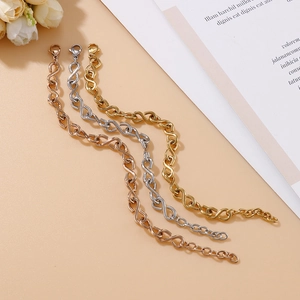 Bracelet À Maillons Symbole Infini En Acier Inoxydable 316L Forme En S Chaîne Réglable Bijoux De Mode Minimalistes Pour Femmes
