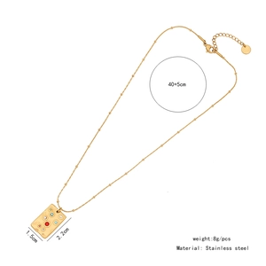 Detailed size specifications for the gold tarot card necklace with colorful stones