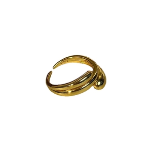 Minimalist S925 sterling silver adjustable double layer water drop ring in gold finish