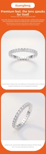 Detailed close-up showing eternity band design with Moissanite stones in 925 silver