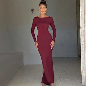 Detailed view of the backless ruched wine red bodycon dress with high elastic texture