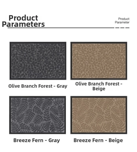 Detailed view of non-slip rubber door mats with embossed leaf and olive patterns