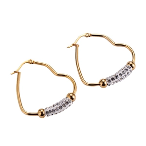 Heart Shaped Hoop Earrings 316L Stainless Steel 18K Gold Plated Zircon Inlaid Simple Fashion Jewelry For Women Gift