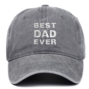 Casquette de baseball en coton lavé gris vintage avec broderie BEST DAD EVER
