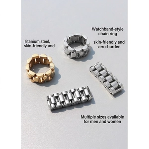 Industrial style titanium steel watchband chain rings in gold and silver finishes