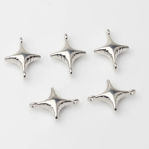 Polished silver star jewelry pendants with dual loops for DIY jewelry making accessories
