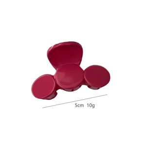 Pink sweet 5cm plastic hair claw clip for women's half-up hairstyles on white background