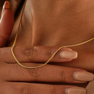 Minimalist gold plated stainless steel snake chain necklace for women neck jewelry
