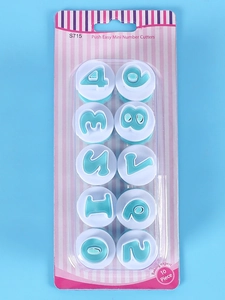 Detailed view of S715 Push Easy Mini Number Cutters in blister packaging for baking