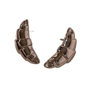 Polished gunmetal croissant hoop earrings in minimalist stainless steel design