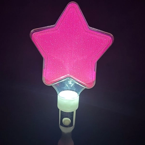 Glow-in-the-dark pink star wand with functional push button for parties and events