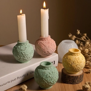 Macro view of silicone mold for 3D snowflake embossed sphere candle holders for DIY crafts