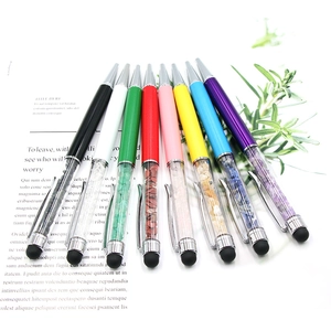 Set aus 8 bunten Kristallstein-Kugelschreibern mit Touch-Stylus und robustem Metallgehäuse