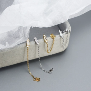 Elegant S925 sterling silver tassel chain earrings with gold and silver finishes