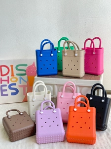 EVA Perforated Handbag Hollow Lightweight Waterproof Beach Tote Bag For Women Casual Outdoor Portable Mini Storage