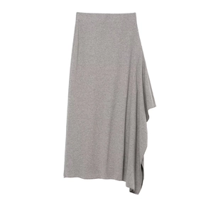Jupe Midi Femme Texture Tricotée Ourlet Asymétrique Couleur Unie Taille Haute Coupe Slim Streetwear Chic Minimaliste