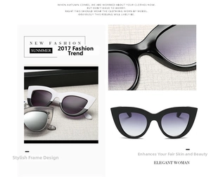 Detail view of vintage cat-eye sunglasses with gradient lenses and stylish frame designs