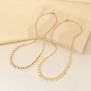 Bohemian Copper Necklace For Women Golden Cable Chain With Colorful Beads And Teardrop Charms Elegant Jewelry