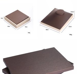 Deep brown brushed texture jewelry display stand with champagne gold metal frame dimensions