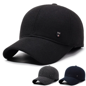 Winter Warm Baseball Cap With Ear Flaps Fleece Lined Windproof Adjustable Outdoor Hat For Men Knitted Texture Sport