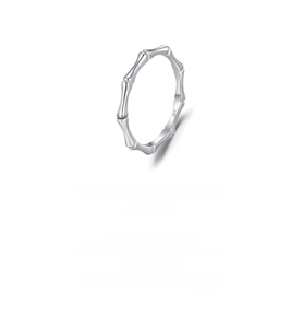 Minimalist S925 sterling silver ring with bamboo joint design on white background