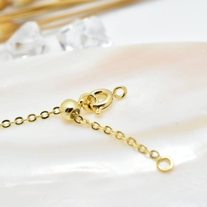 Gold adjustable extender chain with spring clasp and slider bead for pearl necklaces