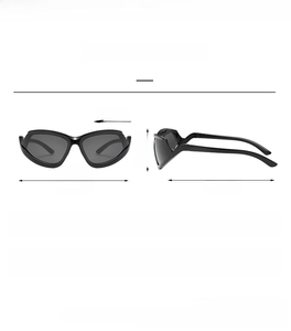 Detailed technical specifications and sizing chart for outdoor sports sunglasses