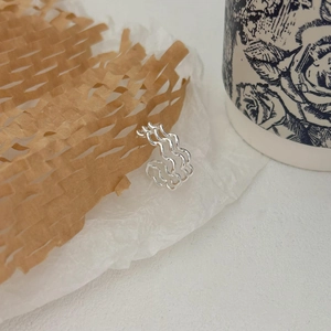 Minimalist S925 sterling silver ring with triple layered wave lines on vintage paper