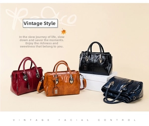 Collection of vintage oil wax leather Boston bags featuring woven handles and metal clasps