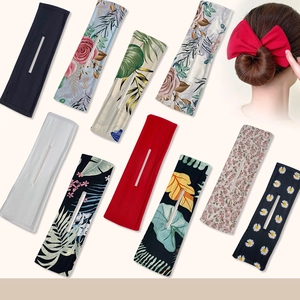 Deft Bun Maker Lazy Magic Hair Twister Fabric Print Bow Hair Styling Tool For Women Elegant Floral Leopard Pattern