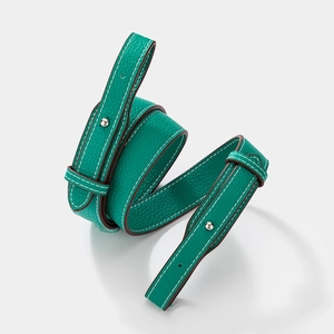 Verstellbarer grüner Leder-Schultergurt mit Litschi-Muster und Kontrastnaht für Handtaschen