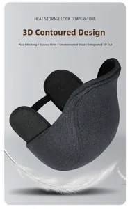 Detail of dark grey winter newsboy hat showing 3D cut and thermal heat storage fabric