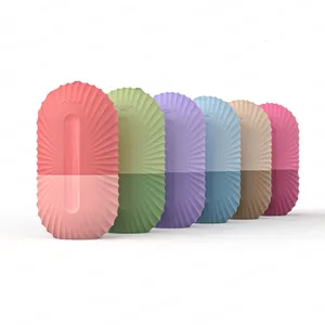 Detail view of colorful silicone facial ice rollers featuring anti-slip striped texture