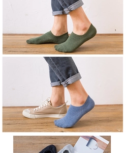 Detail of assorted low cut cotton invisible socks with ribbed knit texture and silicone grip