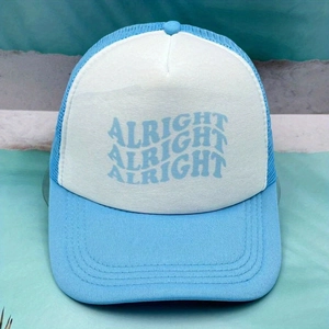 Blau-weiße Trucker-Mütze mit Alright-Aufdruck für modischen Sonnenschutz im Freien