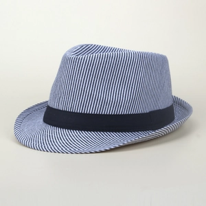 Chapeau fedora classique à rayures noires et blanches avec ruban pour protection solaire