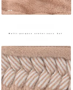 Detail der Winterstrickmütze mit dickem Fleecefutter und warmem Zopfstrickmuster