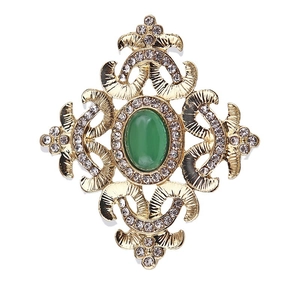 Spilla a Croce in Strass Stile Smeraldo Verde Vintage in Lega per Donna Placcata in Oro Stile Palazzo Barocco Fibbia per Sciarpa Gioielli