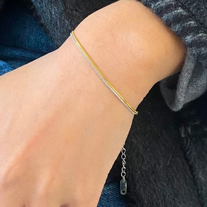 Dual-tone gold and silver snake chain bracelet in polished stainless steel for women
