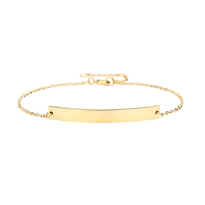 Minimalist polished gold curved bar stainless steel bracelet with adjustable chain