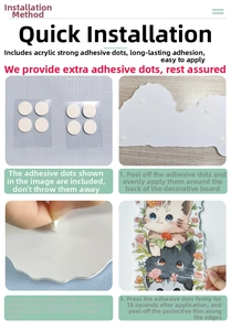 Installation guide showing acrylic adhesive application for cat wall stickers