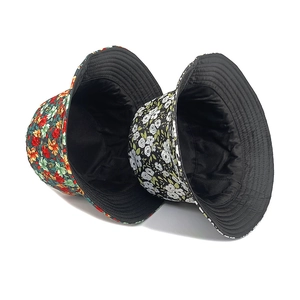 Double-sided floral bucket hat for men and women with reversible black interior