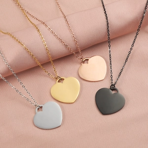 Minimalist Stainless Steel Heart Pendant Necklace Mirror Polished 18K Gold Plated Chain Jewelry For Women Daily Dating Gift