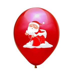12-inch red latex balloon featuring a festive Santa Claus print for Christmas parties
