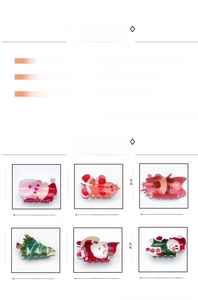 Detailed size specifications for Christmas acrylic hair clips with elk and snowman shapes