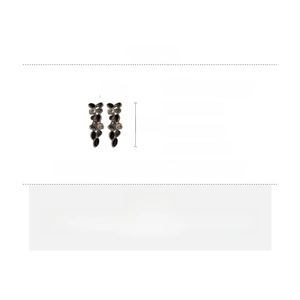 Detailed view of rhinestone tassel earrings with dimensions 6cm x 2cm and weight 23.7g
